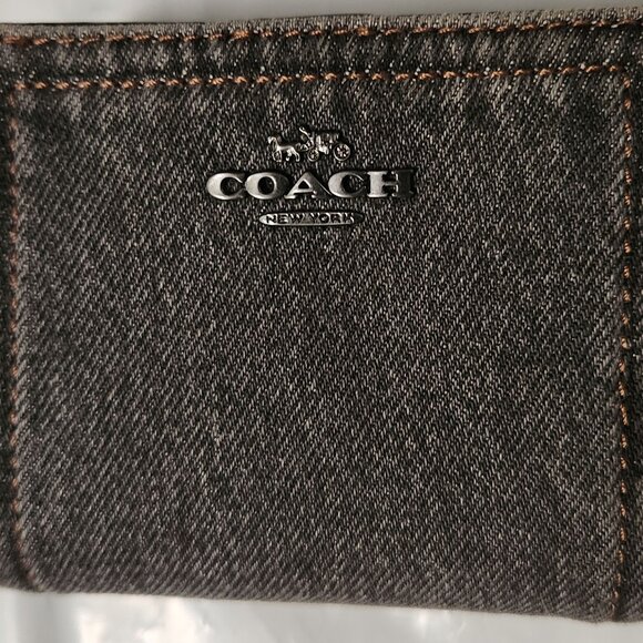 Coach Snap Wallet Gray Denim and Leather - NWT - Picture 1 of 7